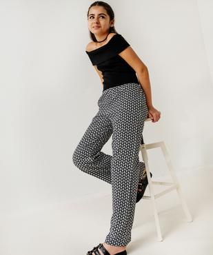 Pantalon large et fluide imprimé fleuri fille vue1 - GEMO 4G FILLE - GEMO