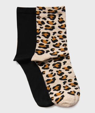 Chaussettes unies et motif léopard femme (lot de 2) vue1 - GEMO(HOMWR FEM) - GEMO