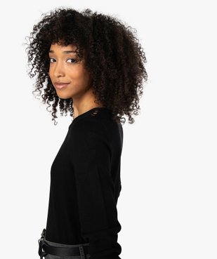 Pull femme en maille fine à col rond et boutons sur les épaules vue5 - GEMO(FEMME PAP) - GEMO