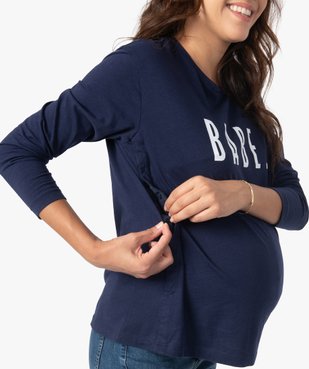 Tee-shirt de grossesse et d'allaitement à manches longues et inscription vue2 - GEMO (MATER) - GEMO