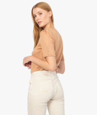 Top femme en maille à manches courtes fantaisie vue3 - GEMO(FEMME PAP) - GEMO