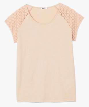 Tee-shirt femme à manches dentelle contenant du coton bio vue4 - GEMO C4G FEMME - GEMO
