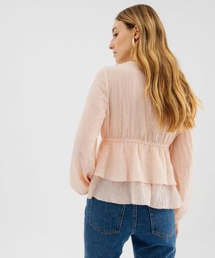 Blouse manches longues à volants et liens à nouer femme vue3 - GEMO(FEMME PAP) - GEMO