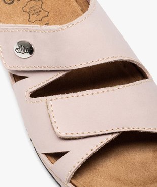 Mules femme confort unies dessus cuir à brides scratch  vue6 - G'FLEX - GEMO