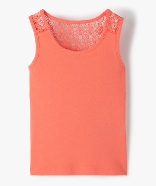 Débardeur fille côtelé avec dos en dentelle brodée vue1 - GEMO (ENFANT) - GEMO
