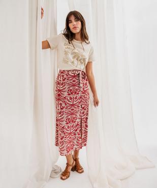 Jupe longue fendue en viscose fluide imprimée à taille élastiquée femme vue4 - GEMO 4G FEMME - GEMO