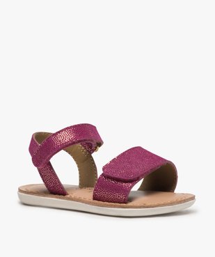 Sandales bébé fille en cuir pailleté brides à scratch vue2 - GEMO(BEBE DEBT) - GEMO