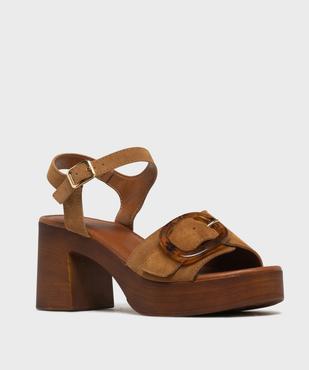 Sandales à talon en cuir suédé femme vue2 - TANEO - GEMO