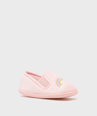 Chaussons pantoufles en velours moelleux imprimé arc-en-ciel fille vue2 - GEMO (ENFANT) - GEMO