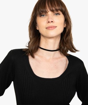 Pull femme en maille côtelée encolure ronde vue2 - GEMO(FEMME PAP) - GEMO
