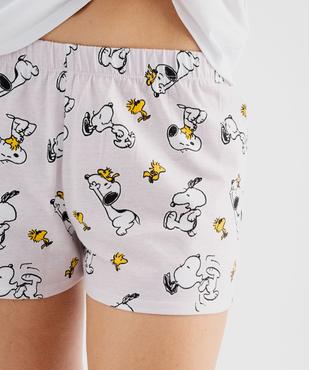 Pyjashort en coton imprimé snoopy femme - Peanuts vue3 - SNOOPY - GEMO