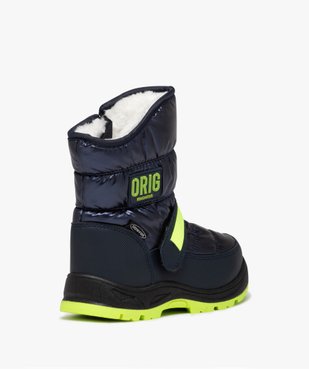 Après-ski garçon unis à zip et à scratch avec détails fluos vue4 - SANS MARQUE - GEMO