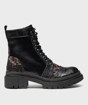 Boots avec empiècements texturés sur semelle crantée femme - Emilia Rosa vue1 - EMILIA ROSA - GEMO