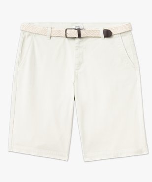 Bermuda chino en coton stretch coloris unique avec ceinture homme vue4 - GEMO (HOMME) - GEMO