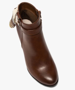 Boots femme unis à talon rainuré et ruban fantaisie vue5 - GEMO(URBAIN) - GEMO
