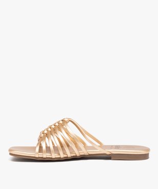 Mules femme à talon plat dessus à fines brides unies vue3 - GEMO (CASUAL) - GEMO