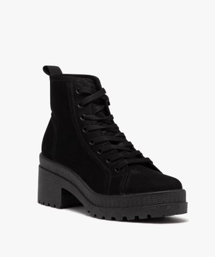 Tennis femme mid-cut en toile unie à talon et semelle crantée vue2 - GEMO (SPORTSWR) - GEMO
