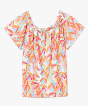 Tee-shirt femme imprimé avec large col froncé vue4 - GEMO(FEMME PAP) - GEMO