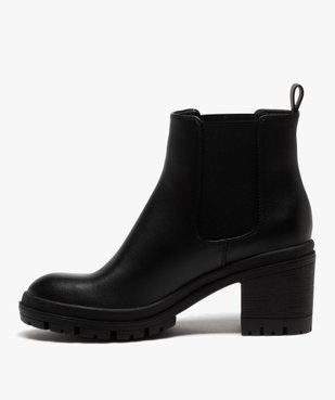 Boots femme chelsea unies à talon et semelle crantée vue3 - GEMO(URBAIN) - GEMO