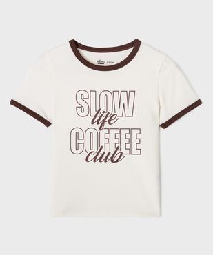 Tee-shirt manches courtes avec inscription fille vue1 - GEMO 4G FILLE - GEMO