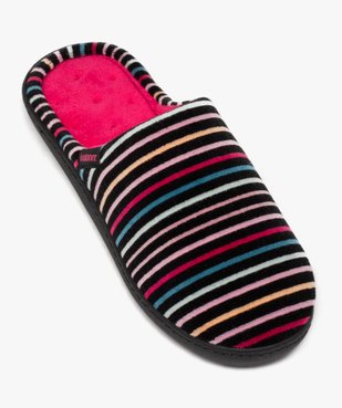 Chaussons femme mules en velours à rayures colorées - Isotoner vue5 - ISOTONER - GEMO