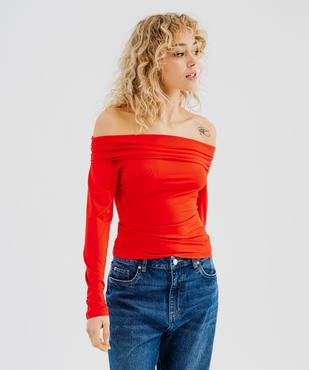 Tee-shirt manches longues avec col Bardot femme vue1 - GEMO(FEMME PAP) - GEMO