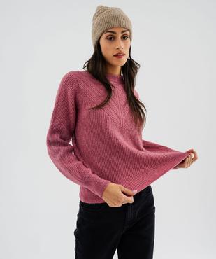 Pull en maille douce et extensible à plastron ajouré femme vue2 - GEMO 4G FEMME - GEMO