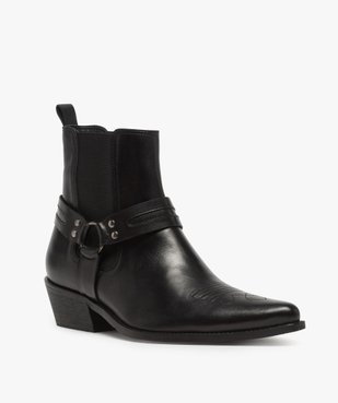 Boots homme unis zippés style santiags vue2 - GEMO(URBAIN) - GEMO