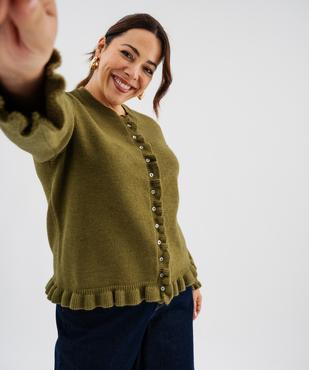 Gilet à col rond aux finitions froncées femme grande taille vue1 - GEMO (G TAILLE) - GEMO