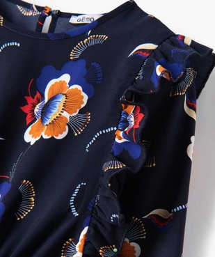 Robe fille imprimée à manches longues blousantes et volants vue2 - GEMO (ENFANT) - GEMO