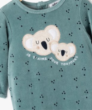 Pyjama bébé en velours à motif koala sur le buste vue2 - GEMO(BB COUCHE) - GEMO