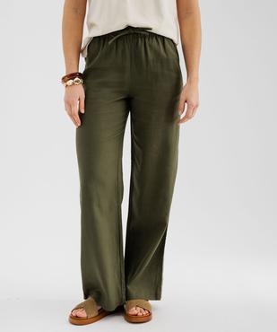 Pantalon large en viscose et lin à taille élastiquée femme vue1 - GEMO 4G FEMME - GEMO
