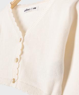 Gilet court aux finitions dentelées bébé fille vue2 - GEMO(BEBE DEBT) - GEMO