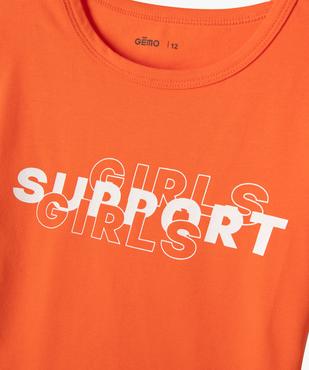 Tee-shirt fille coupe courte avec message sur le buste vue2 - GEMO (JUNIOR) - GEMO