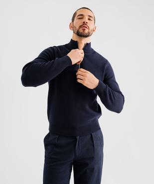Pull en coton avec col montant zippé homme vue1 - GEMO (HOMME) - GEMO