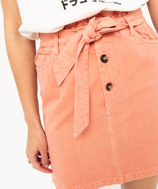 Jupe en toile denim avec ceinture femme vue2 - GEMO(FEMME PAP) - GEMO