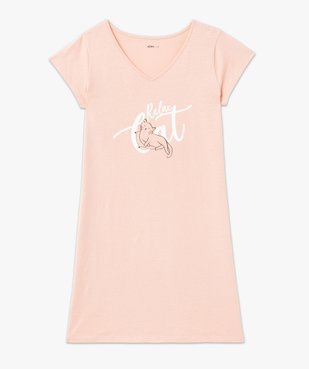 Chemise de nuit imprimée à manches courtes femme vue4 - GEMO 4G FEMME - GEMO
