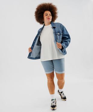 Tee-shirt manches courtes en coton uni à col rond femme grande taille vue4 - GEMO 4G GT - GEMO