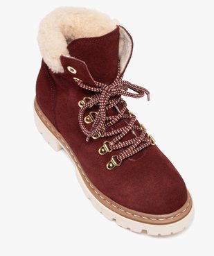 Boots fourrées femme dessus cuir à col sherpa vue5 - GEMO (CASUAL) - GEMO
