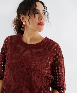 Pull manches courtes ajouré façon crochet femme vue2 - GEMO(FEMME PAP) - GEMO