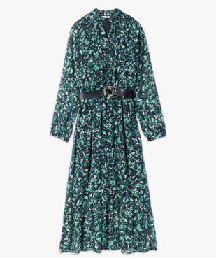 Robe femme longue en voile imprimé et grosse ceinture vue4 - GEMO(FEMME PAP) - GEMO
