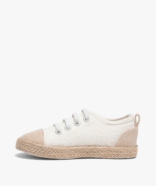 Tennis fille en toile fantaisie avec semelle en corde dessus dentelle anglaise vue3 - GEMO (ENFANT) - GEMO