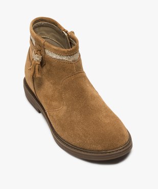Boots fille zippés dessus cuir pompons et bordure pailletés vue5 - Nikesneakers (ENFANT) - Nikesneakers