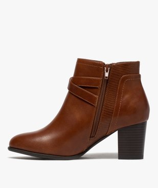 Boots femme unis à talon carré et brides décoratives vue3 - GEMO(URBAIN) - GEMO