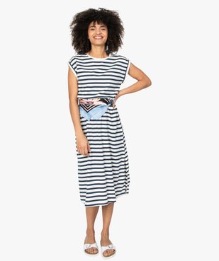 Robe tee-shirt femme avec taille élastiquée et manches courtes vue1 - GEMO(FEMME PAP) - GEMO