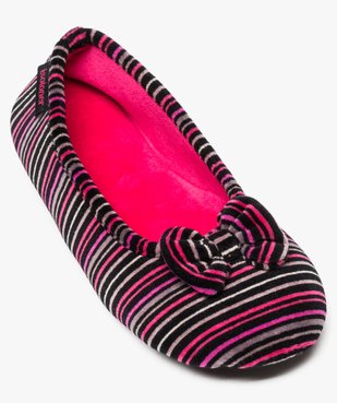 Chaussons femme ballerines en velours à motifs - Isotoner vue5 - ISOTONER - GEMO