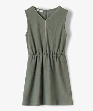 Robe fille en maille gaufrée avec col V doré vue1 - GEMO (ENFANT) - GEMO
