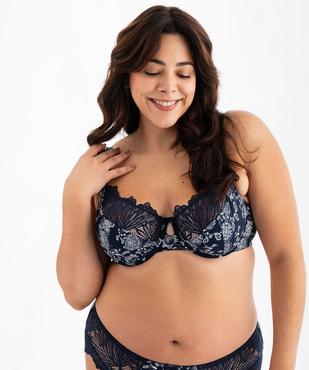 Soutien-gorge emboitant en microfibre et dentelle femme grande taille vue3 - GEMO(HOMWR FEM) - GEMO