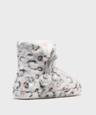 Chaussons boots en velours fourrés à pompons femme  vue4 - GEMO 4G FEMME - GEMO