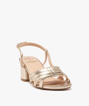 Sandales femme à talon carré brides métallisées   vue3 - GEMO(URBAIN) - GEMO